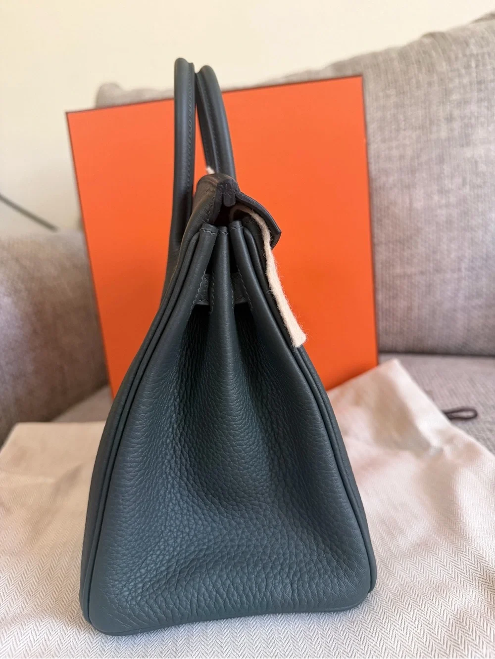 NEW w/ Receipt  HERMÈS Vert Fonce GHW Birkin 25 Togo Retourne , Stamp G-2026